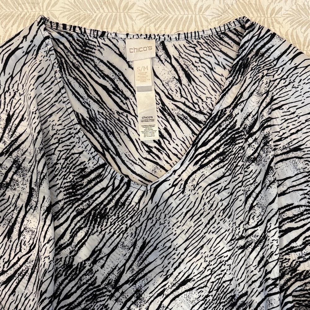 Chico's Zebra Pattern V-Neck Top
